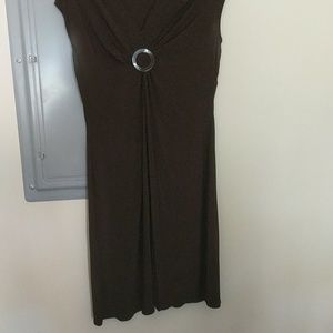 Dark brown dress with plastic accent